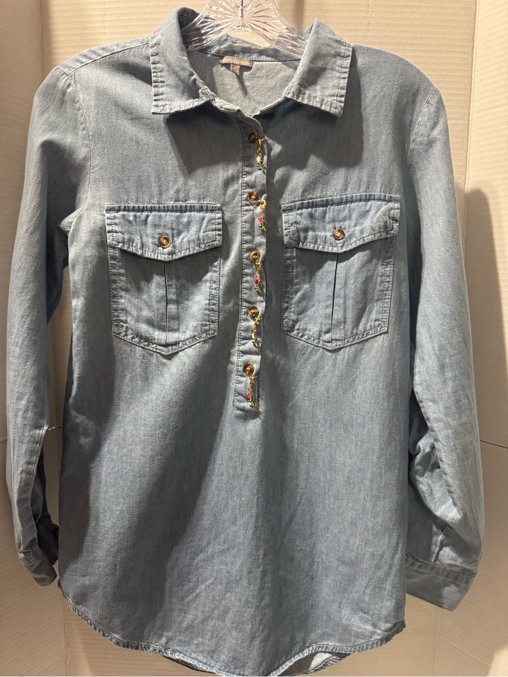 Upcycled Charlotte Russe Whimsical Denim Top